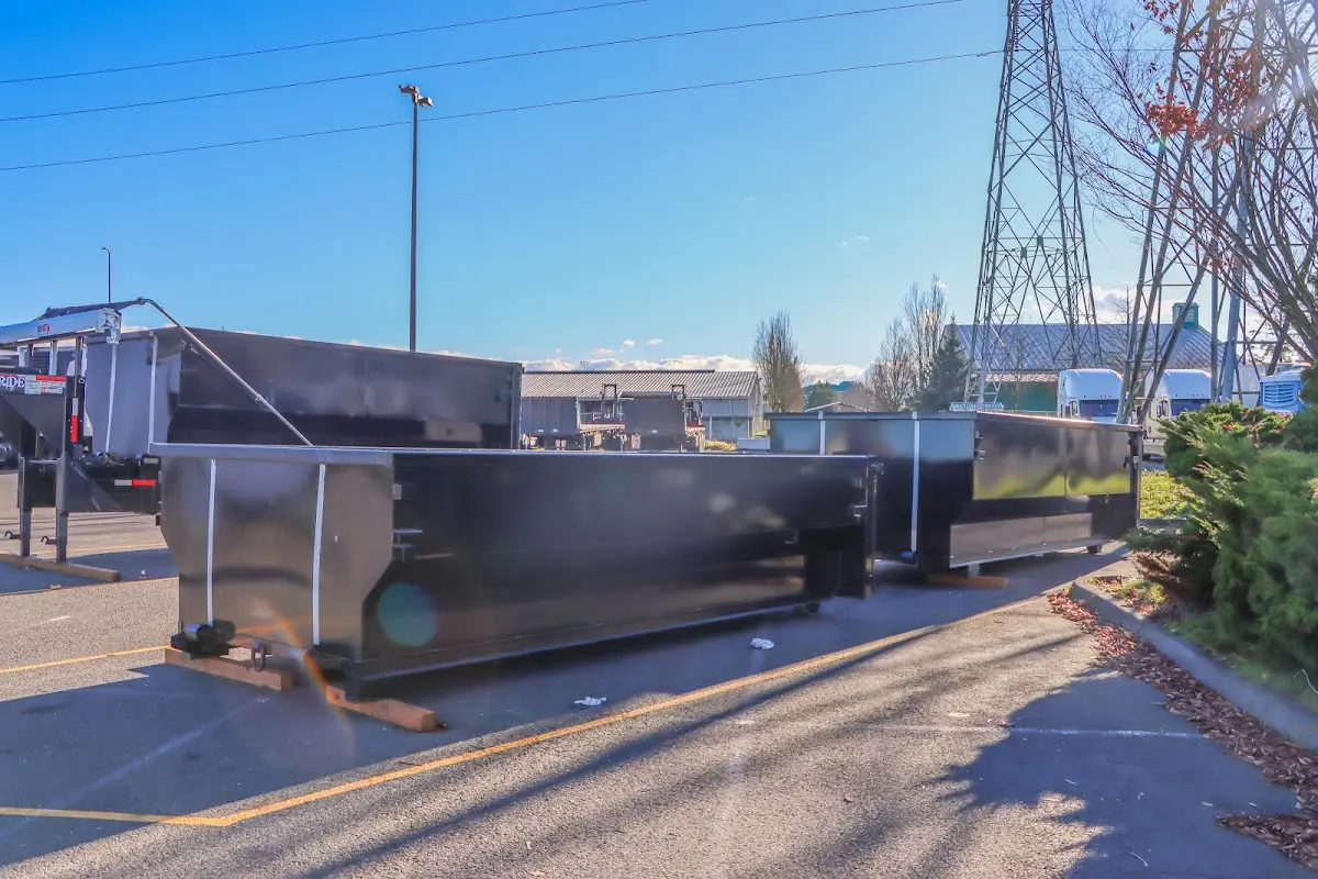 Roll-off dumpster ready for waste disposal at job site for 6 Yard Dumpster Rental in Gold River